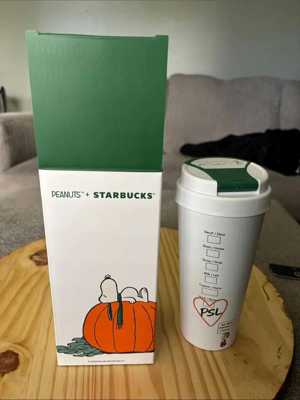Starbucks Peanuts White & Green Pumpkin Ceramic Cup